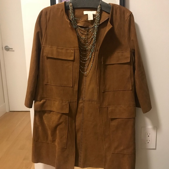 Tan Faux Suede H&M Jacket with Pockets - Picture 2 of 6